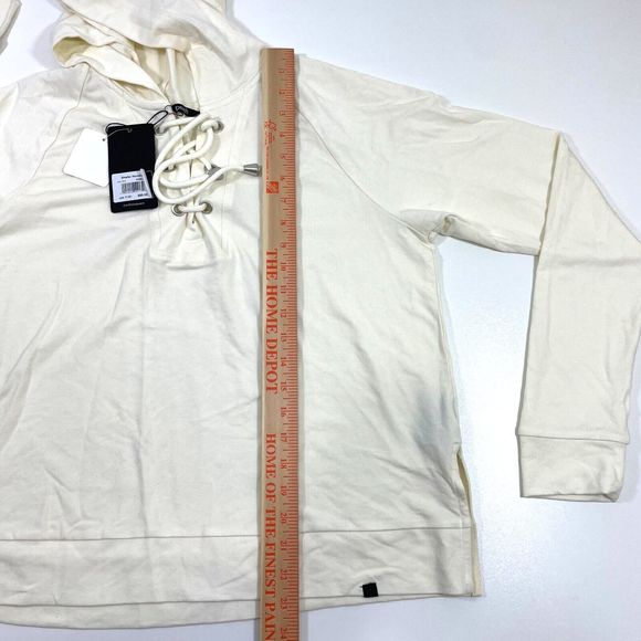 WOMEN'S PEACH SHAFER HOODIE TOPS NWT - SIZE L - CREAM WHITE COLOR NEW - Picture 11 of 12